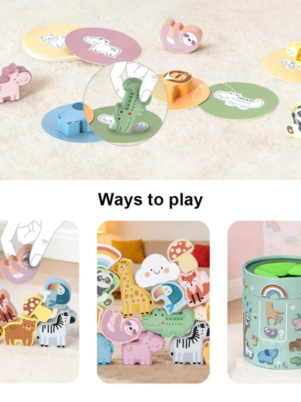 Tooky Toy Wooden Animal Matching Memory Game Montessori Toddler Toy